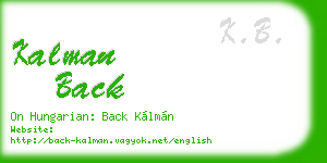 kalman back business card
